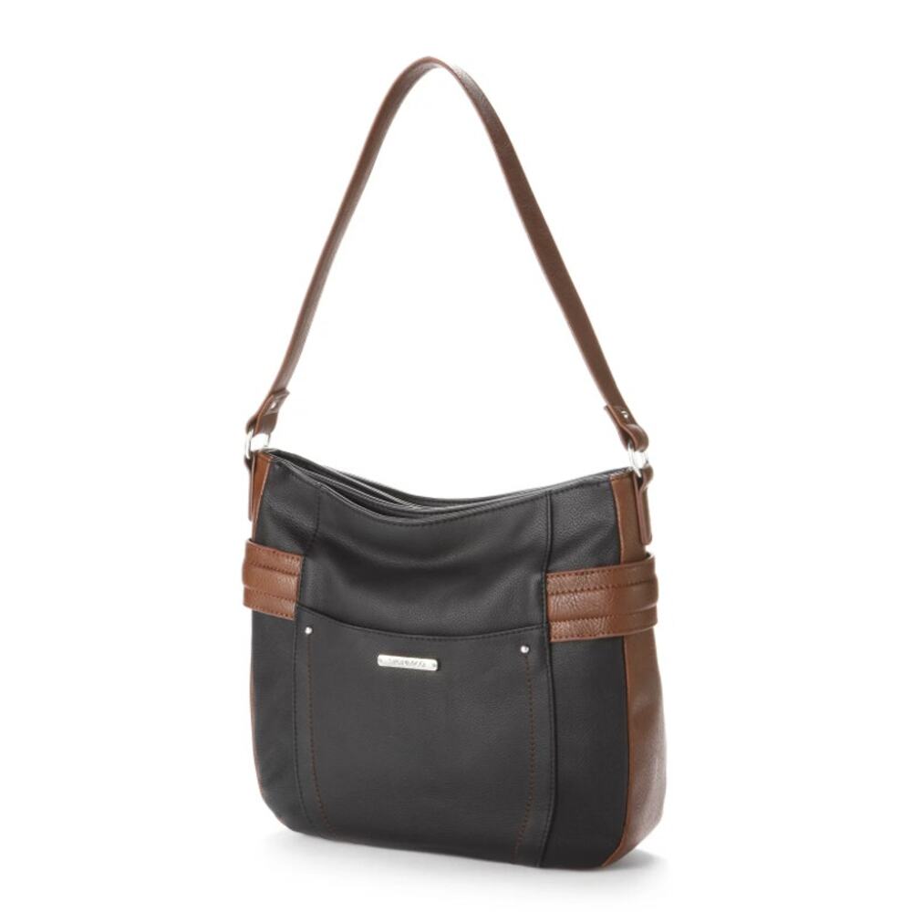 Stone Mountain Black & Brown 100% Leather Cross Body Purse